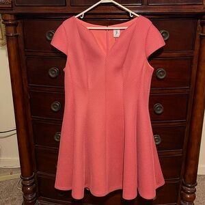 Julia Jordan Coral Textured Fit & Flare Midi Dress